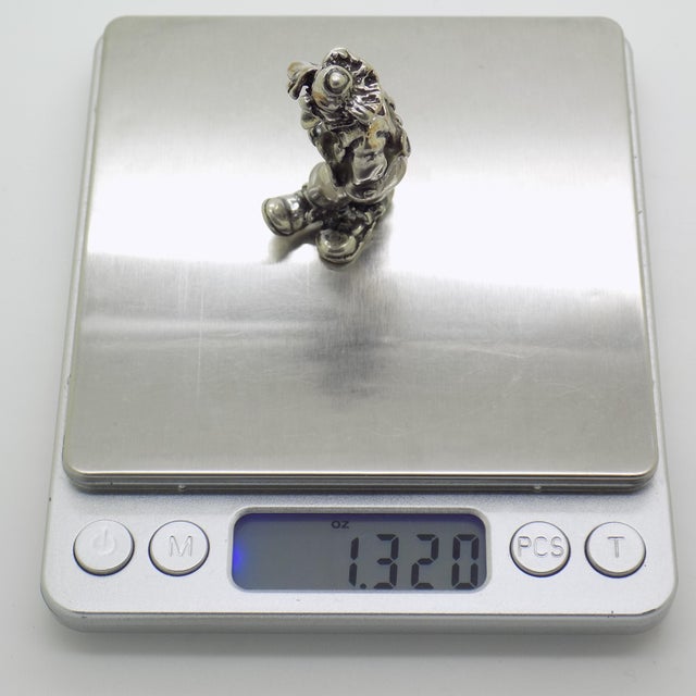 Vintage Italian Handmade Genuine Silver Sad Clown Figurine Sculpture For Sale - Image 9 of 10