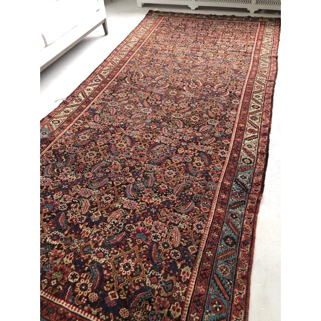 Antique Eggplant, Magenta & Sky Blue Water Garden Design Rug, 5.9 x 13.10 For Sale - Image 9 of 11