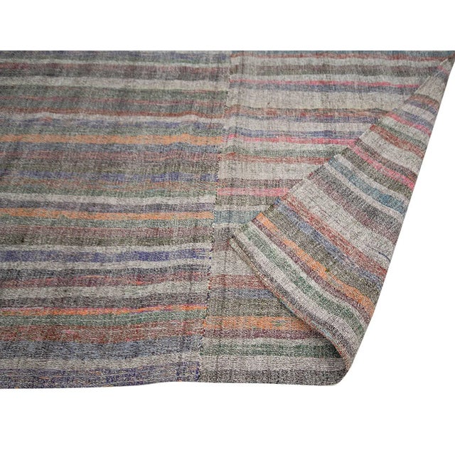 Mid 20th Century Striped Vintage Kilim Rug For Sale - Image 5 of 7