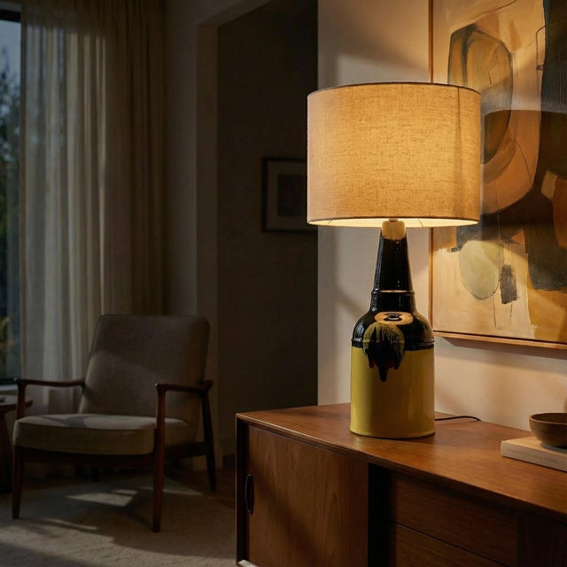 Bjørn wiinblad rosenthal ceramic table lamp produced in the 1970s in denmark. This monumental table lamp features a high-...