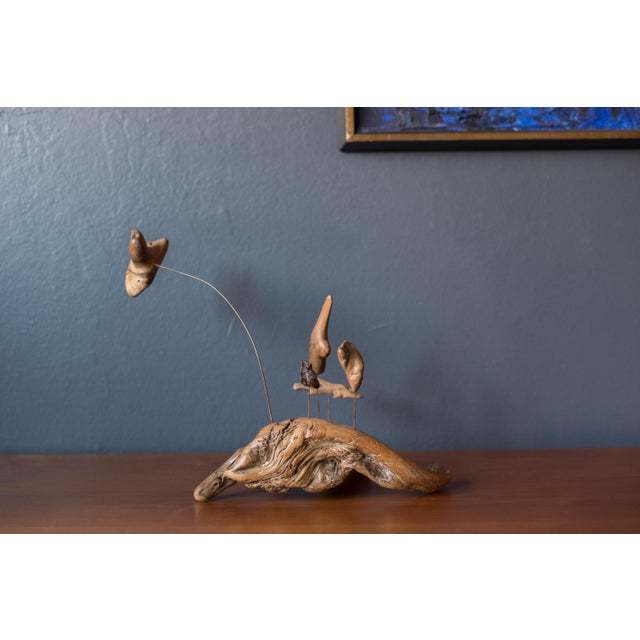 Brown Mid Century Modern Abstract Driftwood Suspended Table Sculpture For Sale - Image 8 of 10