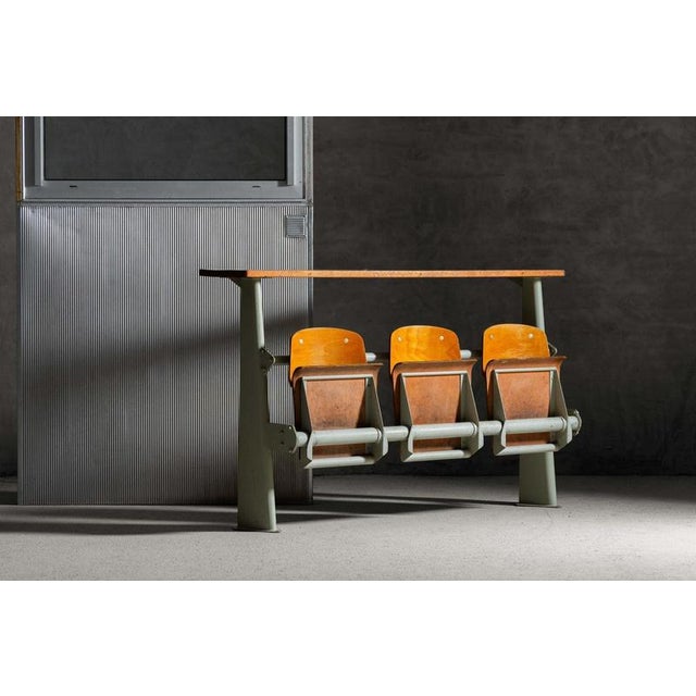 Rare lecture hall chairs designed by Jean Prouvé for ENSIC (École Nationale Supérieure des Industries Chimiques), Nancy,...