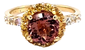 2.37 Carat Tourmaline Sapphire Yellow Gold Cocktail Ring