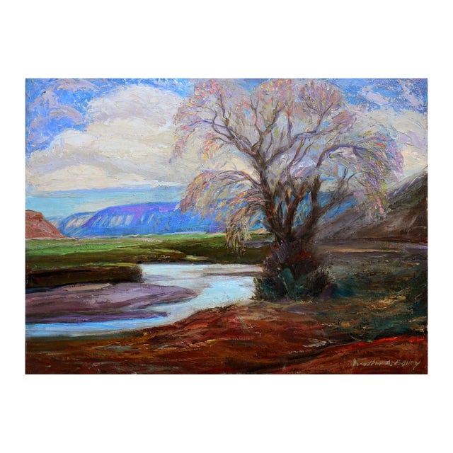 1940s Post War American Impressionist Southwest Landscape "Taos Splendor" by Walter A. Bailey For Sale - Image 5 of 16
