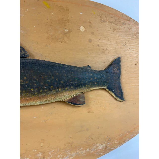 Antique Painted Carved Wood Fish Wall Sculpture For Sale - Image 4 of 6
