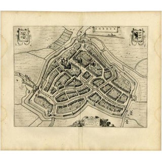 Antique Map of the City of Sneek by Blaeu, 1652 For Sale