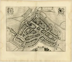 Antique Map of the City of Sneek by Blaeu, 1652
