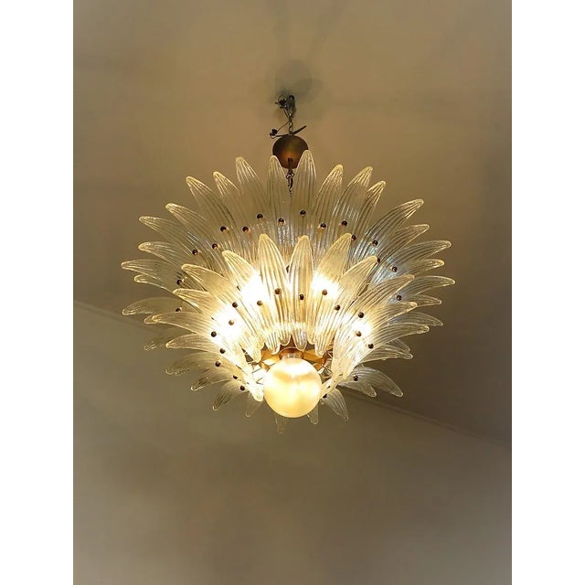 Murano Chandelier Original Palmette, Opal Iridiscent Glass - 58 Glasses For Sale - Image 9 of 10