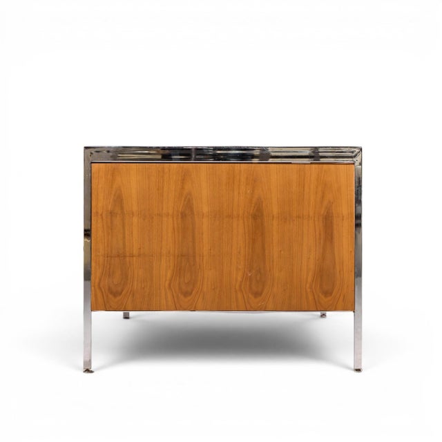 Mid 20th Century Florence Knoll Style Mid Century Chrome and Walnut Executive Desk For Sale - Image 5 of 10