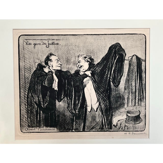 Antique Honoré Daumier Signed Lithograph from “Le Gens de Justice" titled Olank landience political satire. Signed lower...
