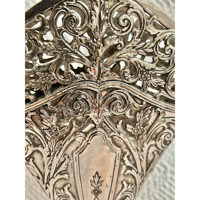Silver 1991 Godinger Silver Plate Victorian Style Filigree Fan Vase For Sale - Image 8 of 10