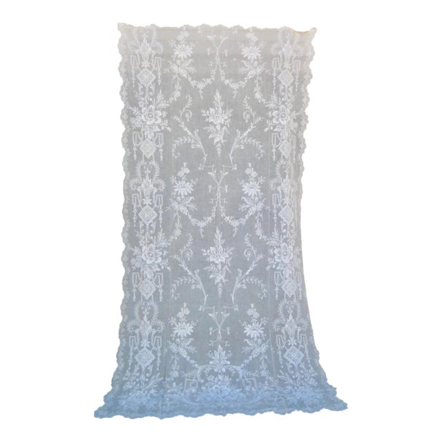 Napoleon III Sheer Curtain Embroidered Panel Early 18 Hundreds For Sale