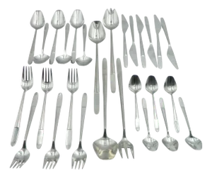 Model 2070 Cutlery for Six People in Stainless Steel by Helmut Alder for Amboss Austria, 1950s, Set of 28