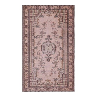 1970s Vintage Handmade Wool Cotton Brown Area Rug For Sale