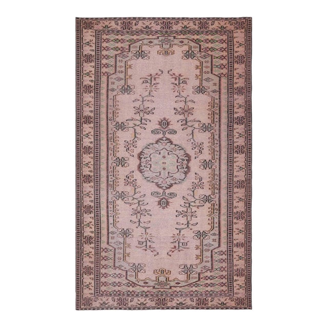1970s Vintage Handmade Wool Cotton Brown Area Rug For Sale