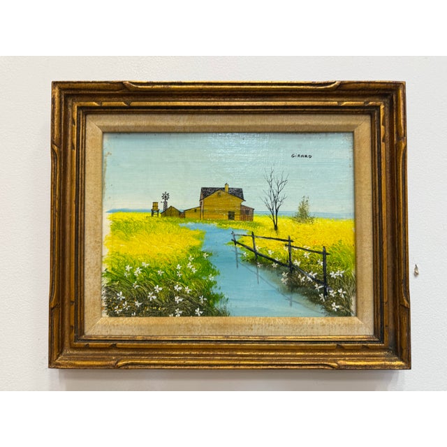 Vintage Midcentury Oil on Board Country Landscape For Sale - Image 4 of 6