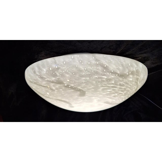 White Vintage Ceiling Lamp with White Marbled Glass Shade, 1980s For Sale - Image 8 of 8