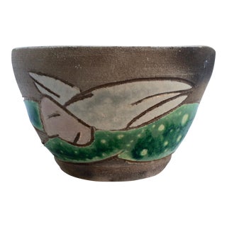 Figurative Studio Pottery Bowl With Heart For Sale