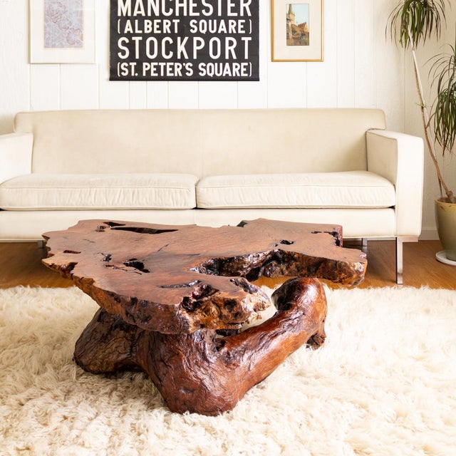 HOMEWOOD' Walnut Slab Coffee Table // Inset Solid Wood Legs - Mez