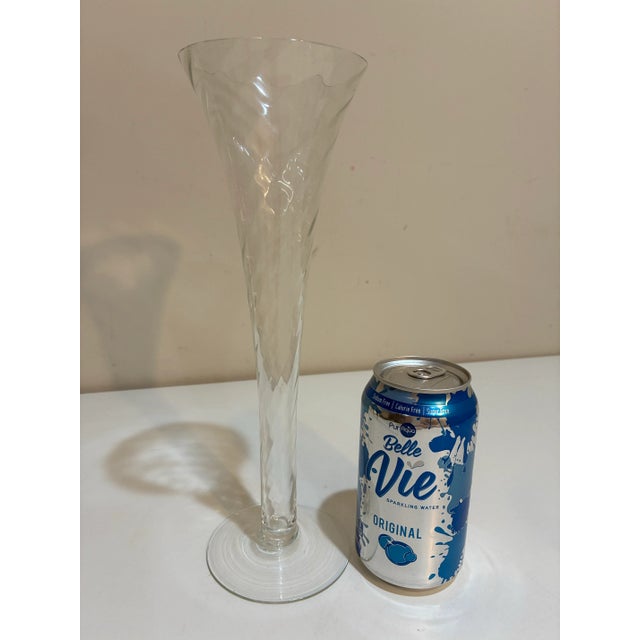 Very elegant glass mouth blown champage flutes. The beautiful trumpet shaped glasses have hollow stems and a striking...