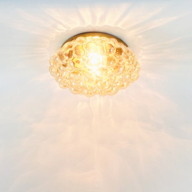 Metal 1960s XL Mid Century Amber Bubble Glass Ceiling Flush Mount by Helena Tynell for Limburg, Germany For Sale - Image 7 of 11