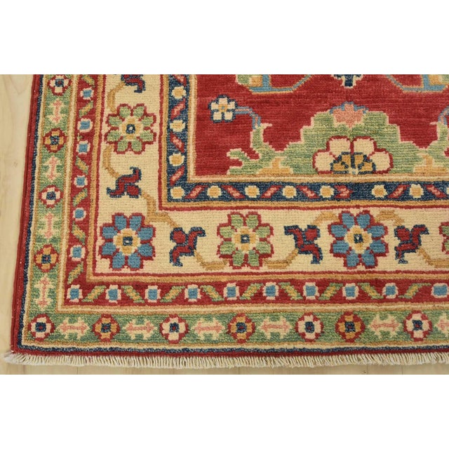 Textile Kazak Runner 2’7” X 6’8” Red Wool Tribal Hand-Knotted Oriental Rug For Sale - Image 7 of 10
