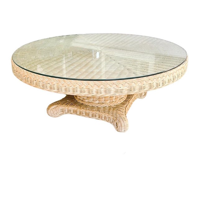 A striking 1980s coastal coffee table, featuring a sophisticated blend of natural textures and architectural form. This...