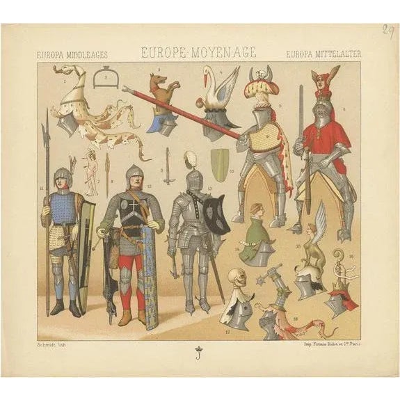 Racinet, European Middle Ages Armament, 1880, Paper For Sale - Image 5 of 5