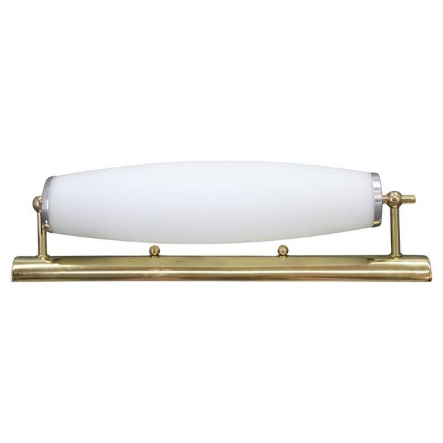 Art Deco Brass and Opaline Glass Wall Light, Italy, 1940s For Sale - Image 9 of 9