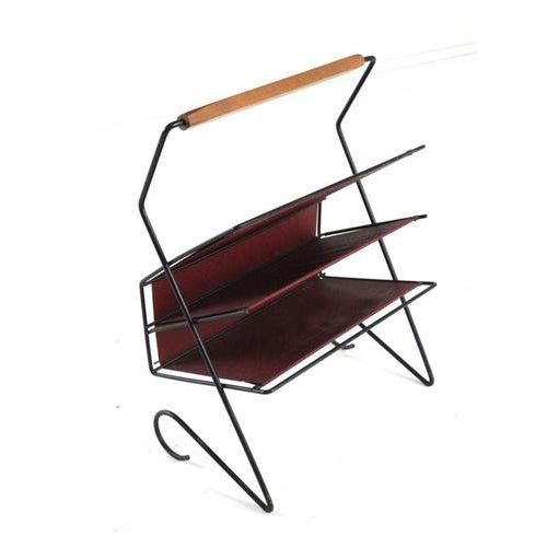 Leather and Metal Magazine Rack For Sale - Image 15 of 15