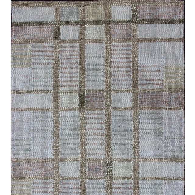 2020s Gray Geometric Stripe Block Rug by Keivan Woven Arts, 3'0 X 5'0 For Sale - Image 5 of 10