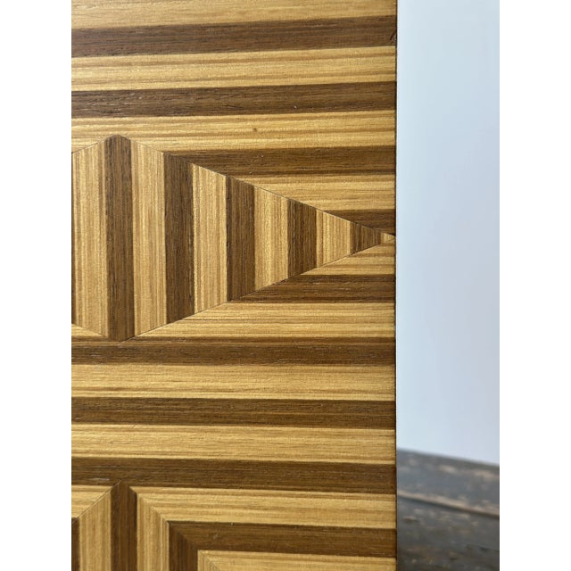 Vintage Large-Scale Striped Parquetry Table Lamp, Circa 1970s-80s For Sale - Image 17 of 18