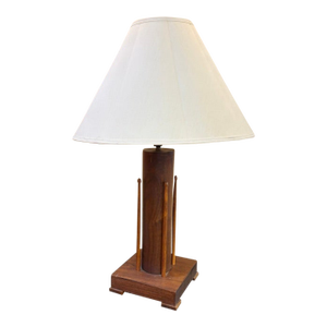 Mid Century Hand Carved Wood Lamp