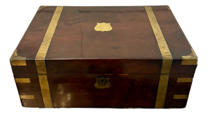 Antique Victorian Mahogany Brass Bound Writing Box, 1860