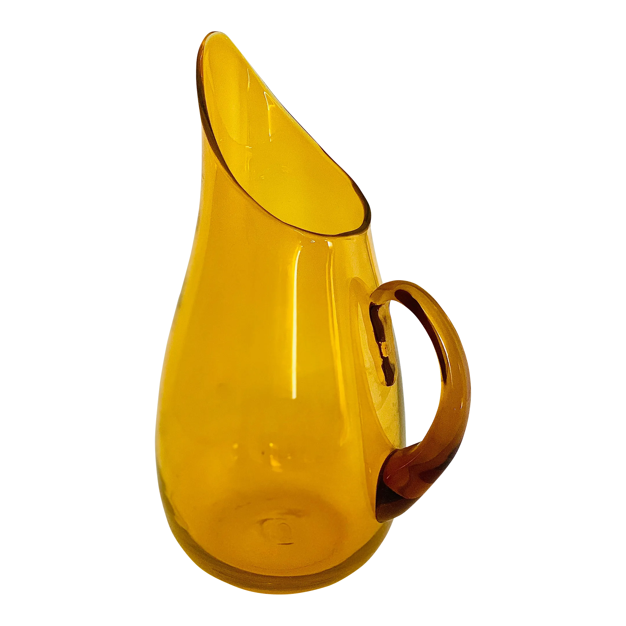 Rare Mid-Century Modern Blenko Handblown Art Glass Amber Applied