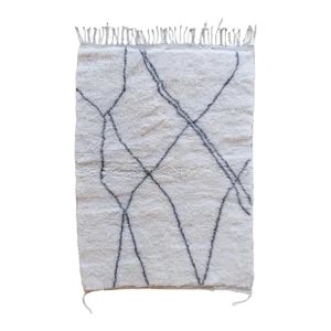 Moroccan White Luxury Shag Wool Rug - 5.1 X 3.5 Ft