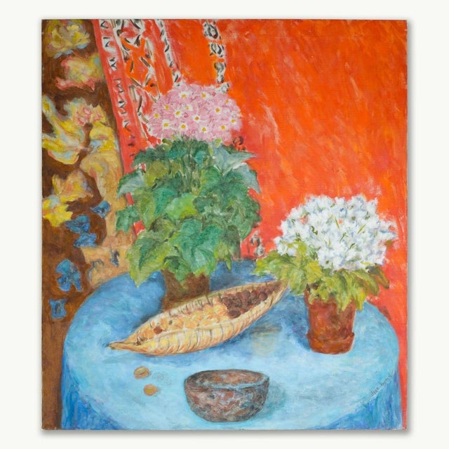 Still Life depicting a basket of nuts. Signed by the artist in the lower right corner. Jean Hannon grew up in Boston and...