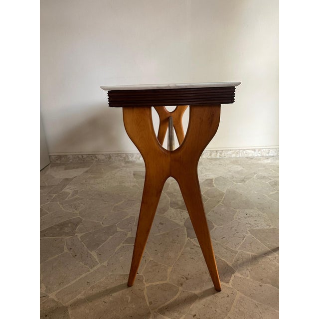 Console Table in Marble and Wood with Brass Top, Italy, 1950s For Sale - Image 4 of 5