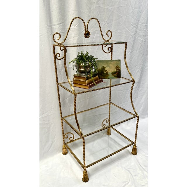 Italian Gilt Etagere With Glass Shelves For Sale - Image 4 of 11