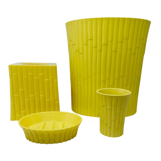 Bring a vibrant pop of retro charm to your home with this fabulous, complete 4-piece vintage bathroom accessory set from...