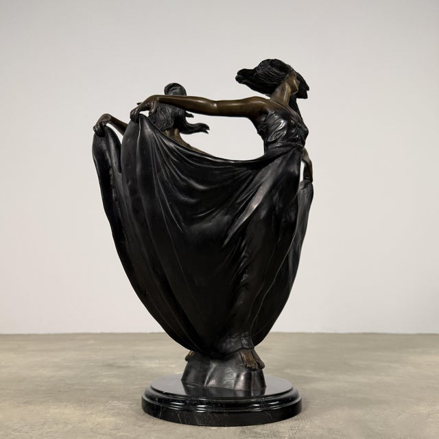 Art Nouveau Bronze Maidens Vase / Planter – Signed H. Beau, 20” Tall For Sale - Image 12 of 14