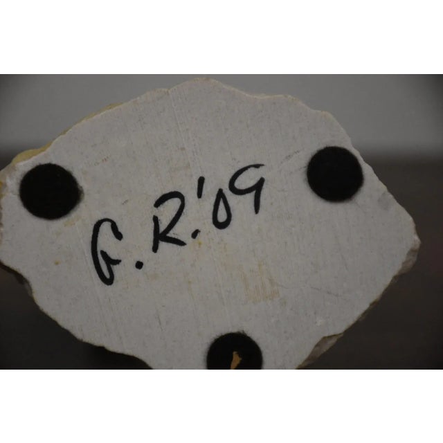 Brown Signed Abstract Metal Sculpture For Sale - Image 8 of 8