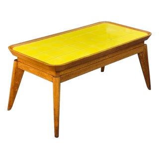 Coffee Table in Oak with Yellow Tiled Top, France, 1950s For Sale