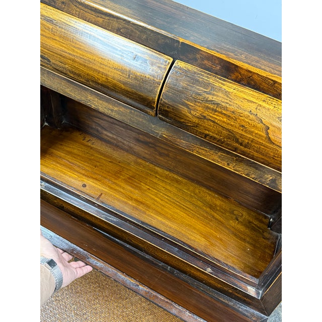 Asian Wooden Storage Bench + Cane Panels, Vintage For Sale In San Francisco - Image 6 of 12