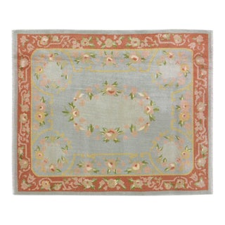 Vintage Chinese Art Deco Hand Knotted Wool Rug, 4x4'8 For Sale