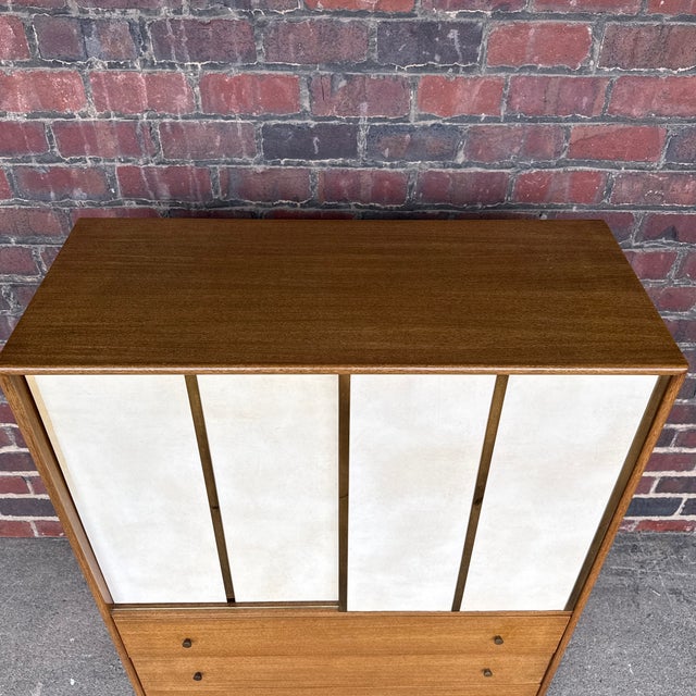 Mid 20th Century Harvey Probber Mid-Century Modern Tall Chest Crafted in Mahogany Leather and Brass-Accented For Sale - Image 5 of 12