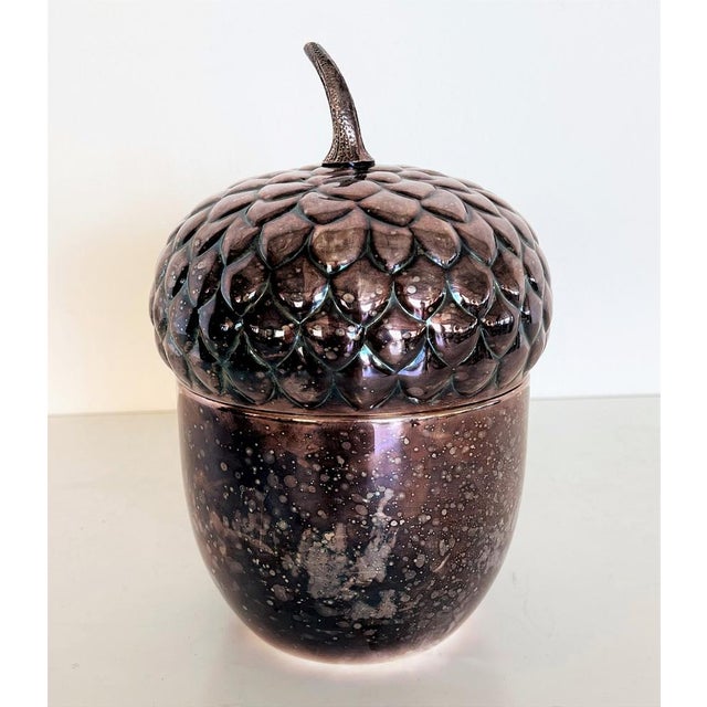 Italian Sheffield Silverplate Ice Bucket in Acorn Shape, 1970s For Sale - Image 4 of 14