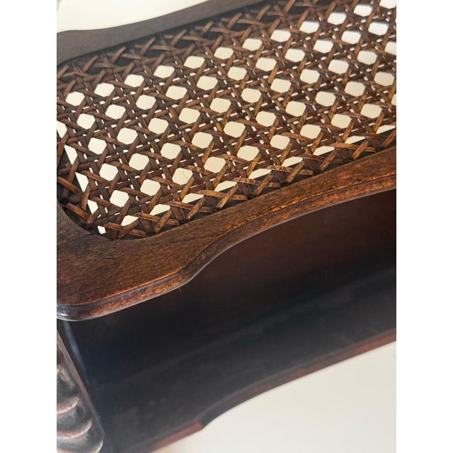 English Gothic Revival Oak Canterbury Bookcase with Original Cane, 1890 For Sale - Image 12 of 14