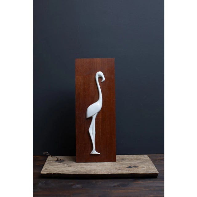 Wood Mid-Century Teak and Porcelain Bird Wall Decoration, 1960s For Sale - Image 7 of 7