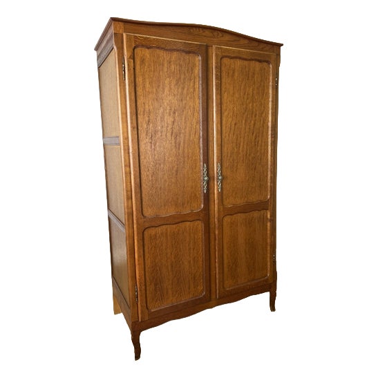Vintage French Louis XVI Style Oak Wardrobe For Sale